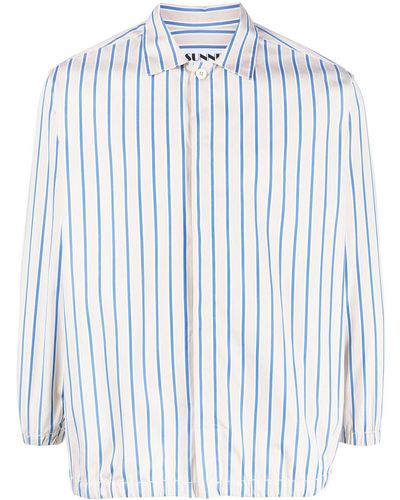 Sunnei No-fastening Striped Shirt - Blue