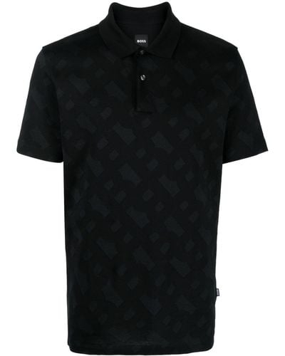 BOSS グラフィック ポロシャツ - ブラック
