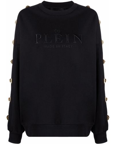Philipp Plein Logo-embroidered Studded Sweatshirt - Black