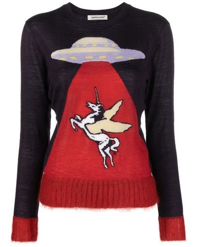 Undercover Pegasus And Ufo-jacquard Sweater - Red
