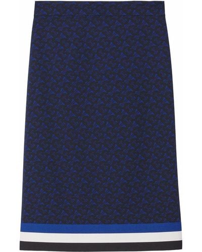 Burberry Falda con monograma estampado - Azul