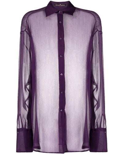 Ermanno Scervino Sheer Silk Blouse - Purple