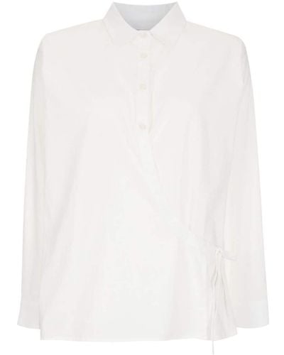 UMA | Raquel Davidowicz Camisa con diseño cruzado y manga larga - Blanco