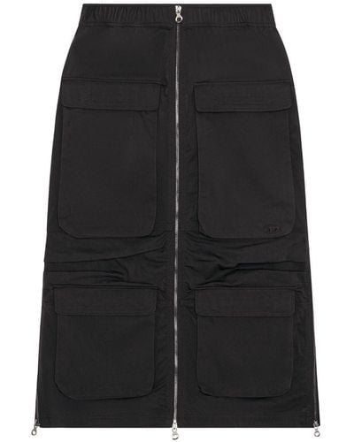 DIESEL Cargo Skirt In Nylon Twill - Black