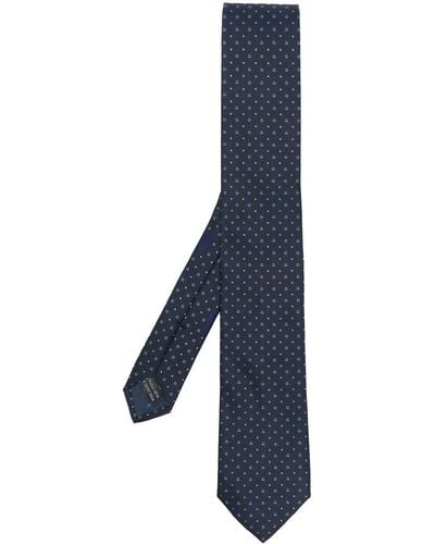 Ferragamo Riccione Silk Embroidered-design Tie - ブルー