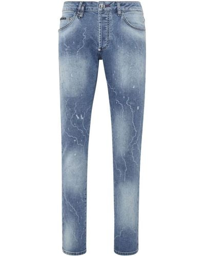 Philipp Plein Mid-rise Straight-leg Jeans - Blue