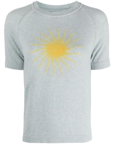 Barrie Sun-motif Cashmere Top - Grey