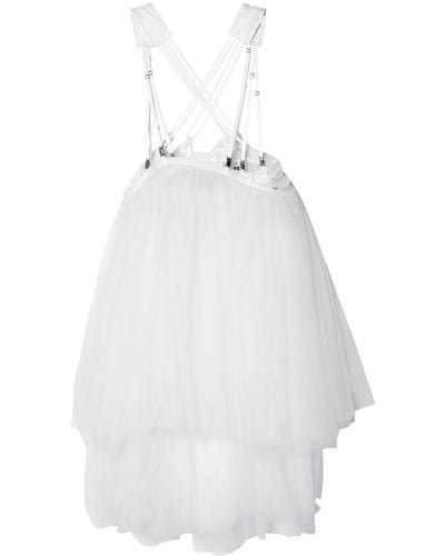Noir Kei Ninomiya Harness-fastened Tulle Skirt - White