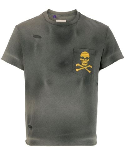 GALLERY DEPT. Skull And Crossbones-print Distressed T-shirt - Green