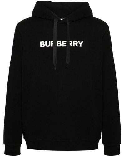 Burberry Hoodie en coton à logo imprimé - Noir
