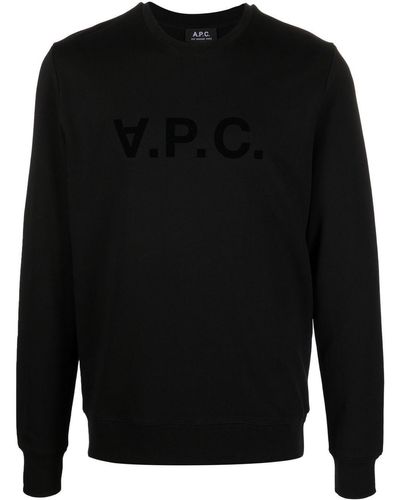 A.P.C. Logo-print Crew-neck Sweatshirt - Black