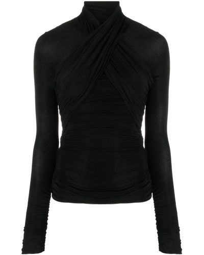 Saint Laurent Semi-sheer Roll-neck T-shirt - Black