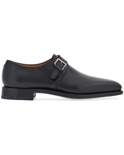 Ferragamo Zapatos monk con tira de hebilla - Negro