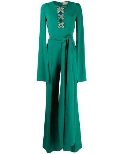 Elie Saab Butterfly-detailing Flared Jumpsuit - Green