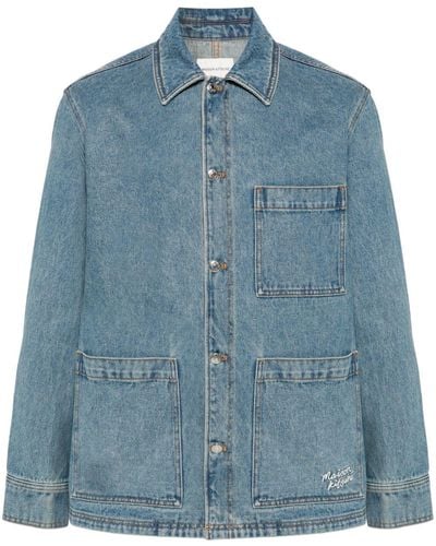Maison Kitsuné Workwear Denim Jacket - Men's - Cotton - Blue