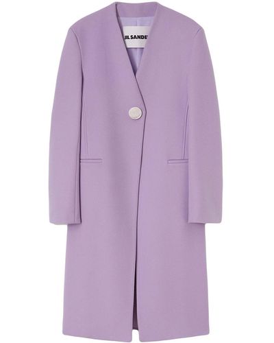 Jil Sander V-neck Single-breasted Coat - Purple