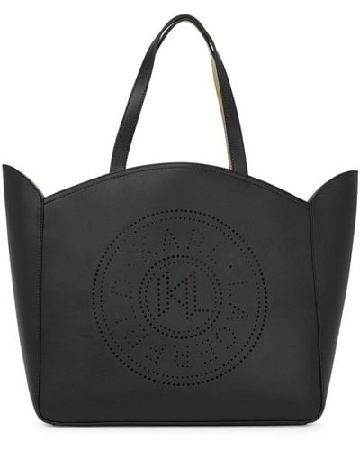 Karl Lagerfeld Shopper mit perforiertem Logo - Schwarz