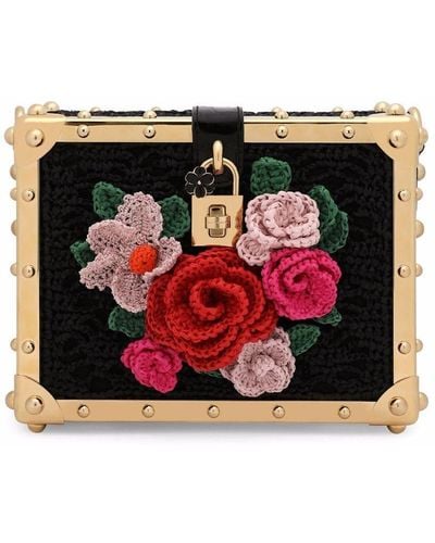 Dolce & Gabbana Dolce Box Tasche aus Bast - Schwarz
