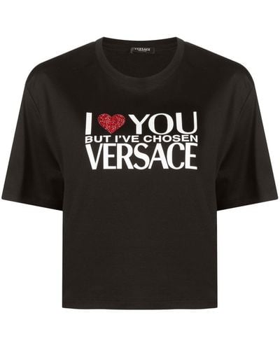 Versace スローガン Tシャツ - ブラック