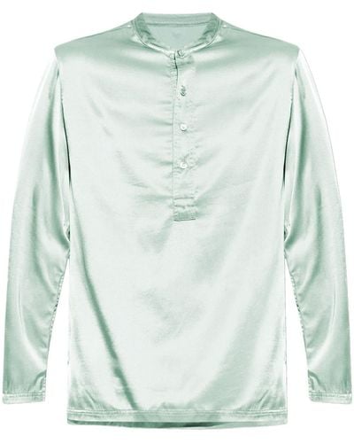 Tom Ford Long-sleeve Satin Pajama Top - Green