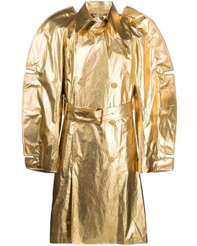 Walter Van Beirendonck Manteau oversize à taille ceinturée - Métallisé