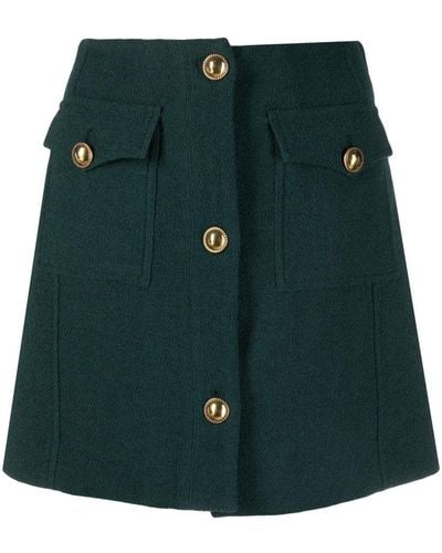 Alessandra Rich Button-up A-line Skirt - Green
