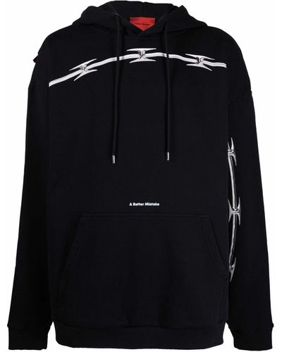 A BETTER MISTAKE Barbed Wire Print Hoodie - Black