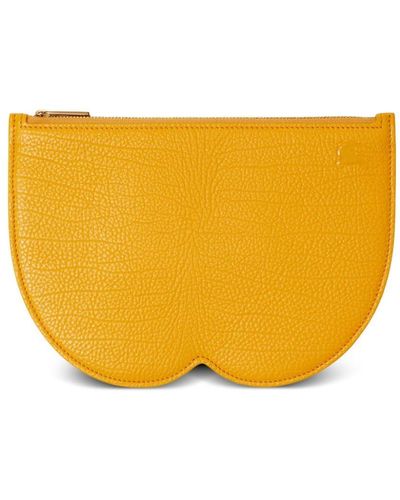 Burberry Large Chess Leather Pouch - Orange