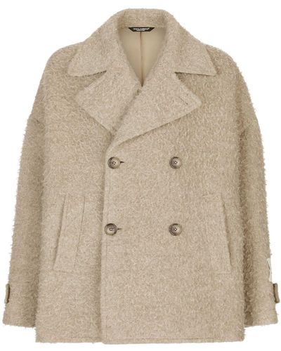 Dolce & Gabbana Vintage-Look Double-Breasted Wool And Cotton Pea Coat - Natural
