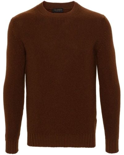 Dell'Oglio Ribbed-knit Crew-neck Sweater - Brown