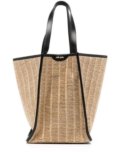 Cult Gaia Sadie Leather-trimmed Tote Bag - Natural