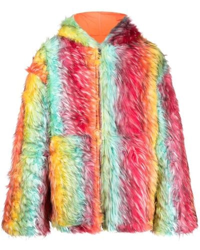 Bluemarble Striped Reversible Faux-fur Hooded Jacket - Pink