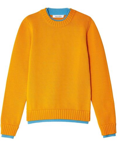 Wales Bonner Contrast-trim Marl-knit Jumper - Orange