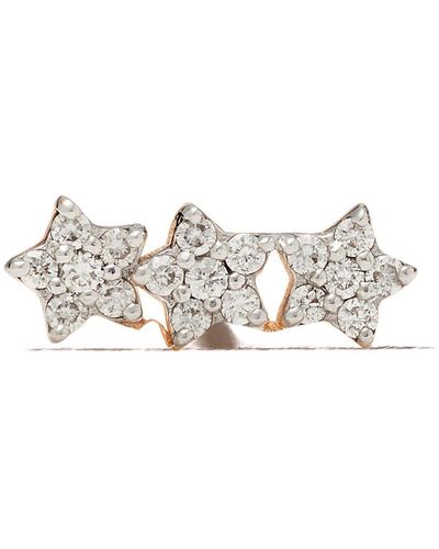 Kismet by Milka Pendiente con diseño de tres estrellas en oro rosa de 14kt con diamantes - Blanco