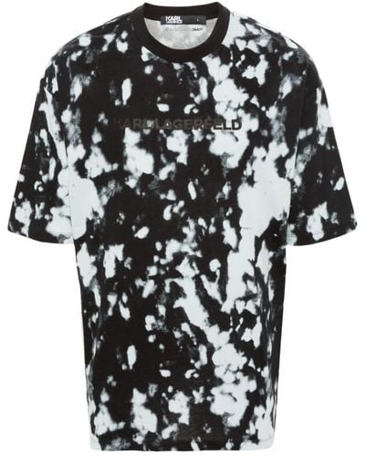 Karl Lagerfeld Rubberised-logo Cotton T-shirt - Black