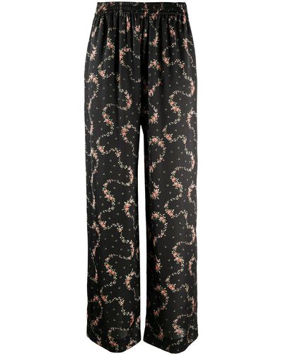 Rabanne Pantalones con estampado floral - Negro