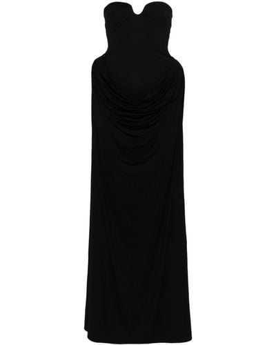 Magda Butrym Jersey Draped Bustier Long Dress - Black