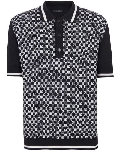 Balmain Poloshirt Met Monogram - Zwart