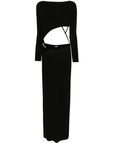 Gcds Asymmetric Ribbed Maxi Dress - Black