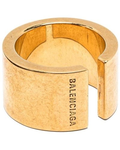 Balenciaga Chunky Ring Met Gegraveerd Logo - Metallic