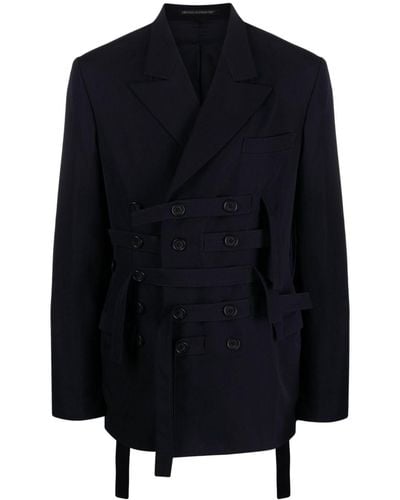 Yohji Yamamoto Double-breasted Wool Blazer - Blue