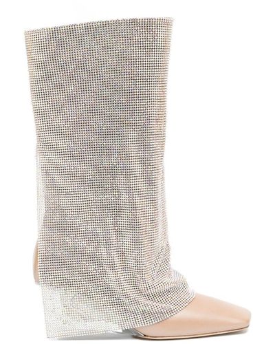Benedetta Bruzziches Virginia 95mm Crystal-drape Boots - White