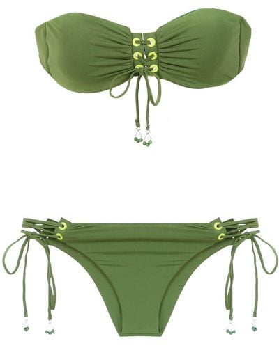Amir Slama Bikini con detalles de cordones - Verde