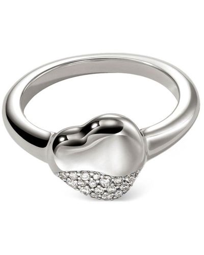 John Hardy Anillo Pebble Heart en plata de ley - Blanco