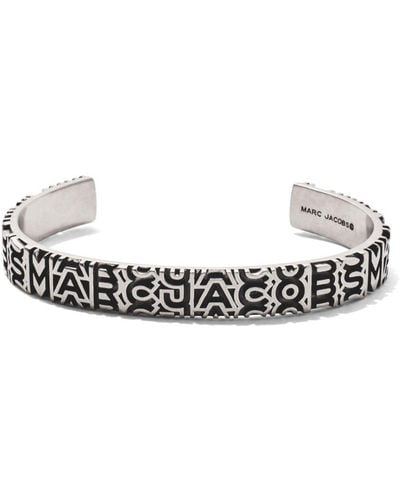Marc Jacobs Bracelet torque à motif monogrammé gravé - Blanc