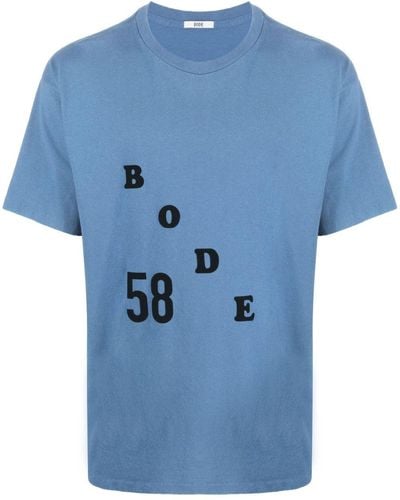 Bode T-Shirt mit geflocktem Logo - Blau