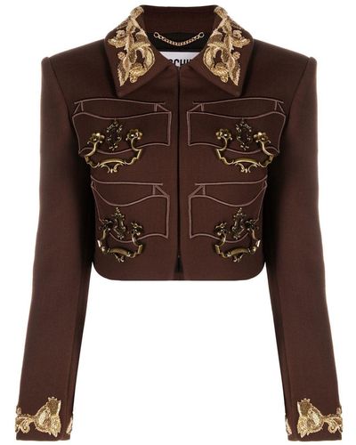 Moschino Handle-embellished Cropped Jacket - Brown