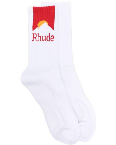 Rhude Mountain Intarsien-Socken mit Logo - Weiß
