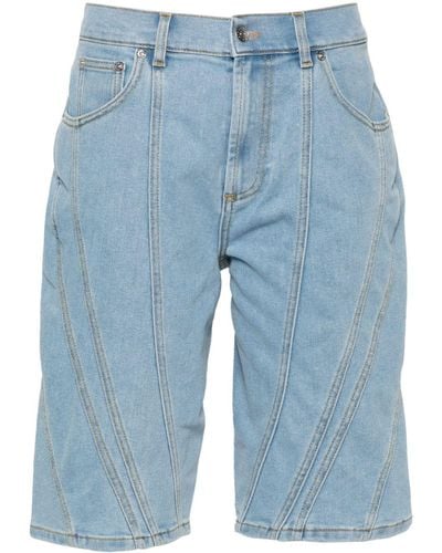 Mugler Paneled Denim Shorts - Blue