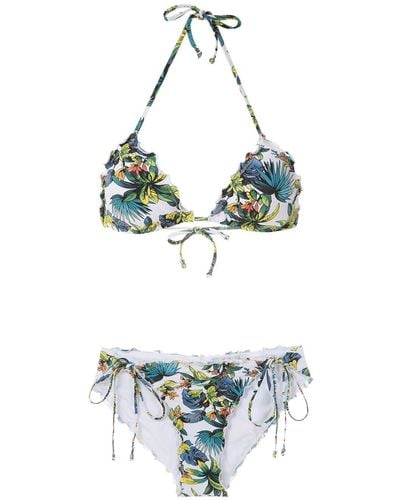 Amir Slama Tropical Pattern Bikini Set - White